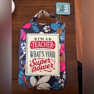 Reusable teacher tote bag zip up